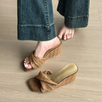 Damen Elegante und komfortable Wedgesandalen mit modischem Knöchelriemen EB