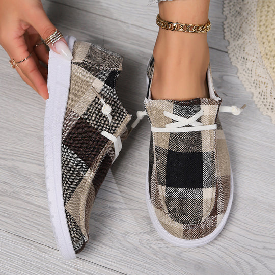 Damen Casual Sneakers im modischen Karomuster R&B