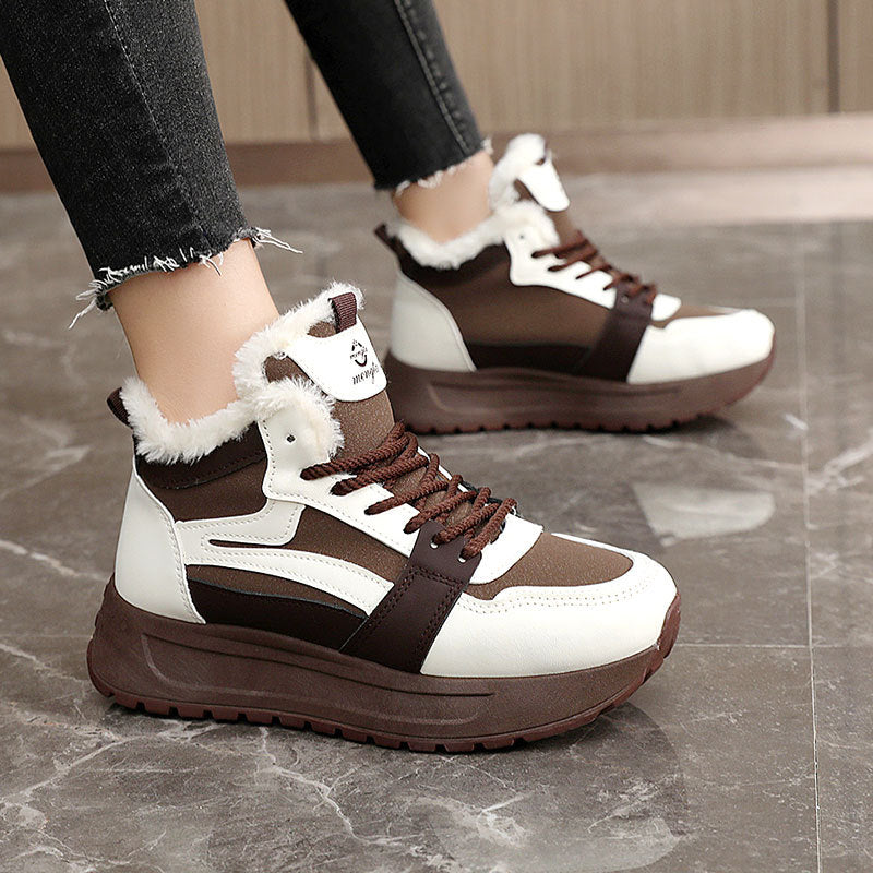 Damen modische High-Top Sneakers mit warmem Innenfutter und rutschfester Sohle R&B