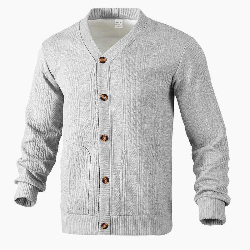 Herren Strickjacke mit hochwertigem Strukturmuster und modernen Knöpfen R&B