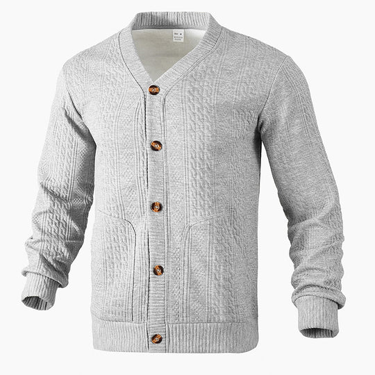 Herren Strickjacke mit hochwertigem Strukturmuster und modernen Knöpfen R&B