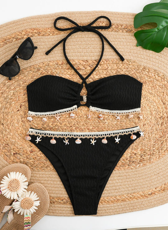 Damen Bandeau-Bikini mit Muscheldekoration R&B