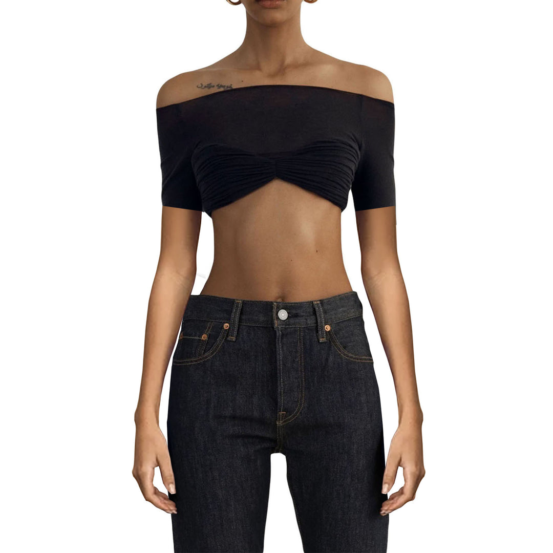 Damen Crop-Oberteil mit Raffungen R&B