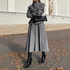 Damen elegante Oversize-Jacke mit hohem Kragen und strukturierten Ärmeln R&B
