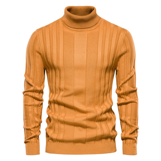 Herren Strickpullover mit hochgeschlossenem Kragen und eleganter Rippstruktur R&B