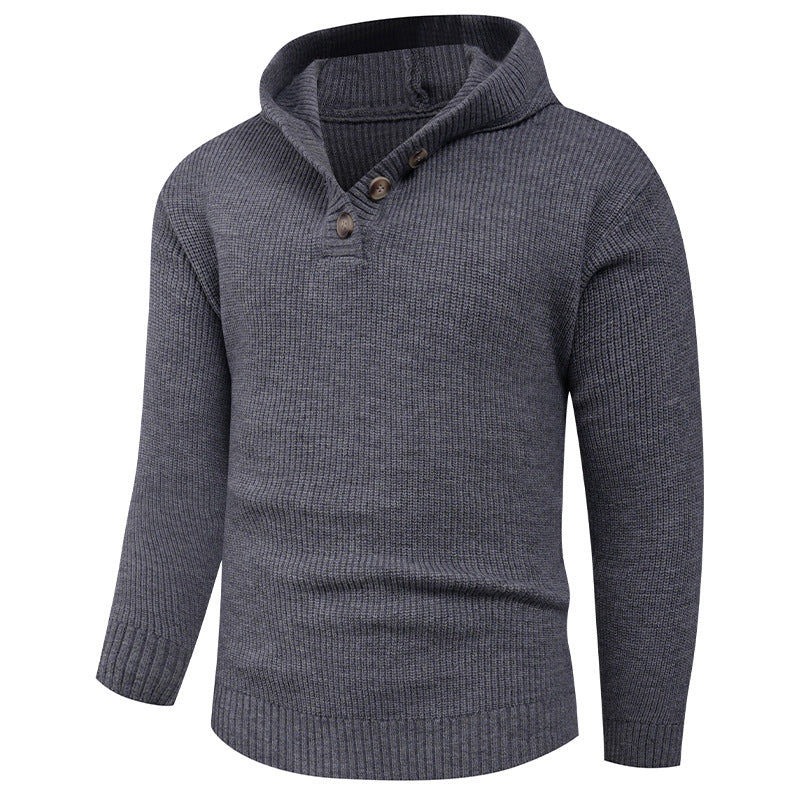Herren Strickpullover mit hochabschließendem Kragen und Knopfdetails R&B