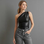 Damen asymmetrisches Top mit innovativem Drapierungsdesign R&B