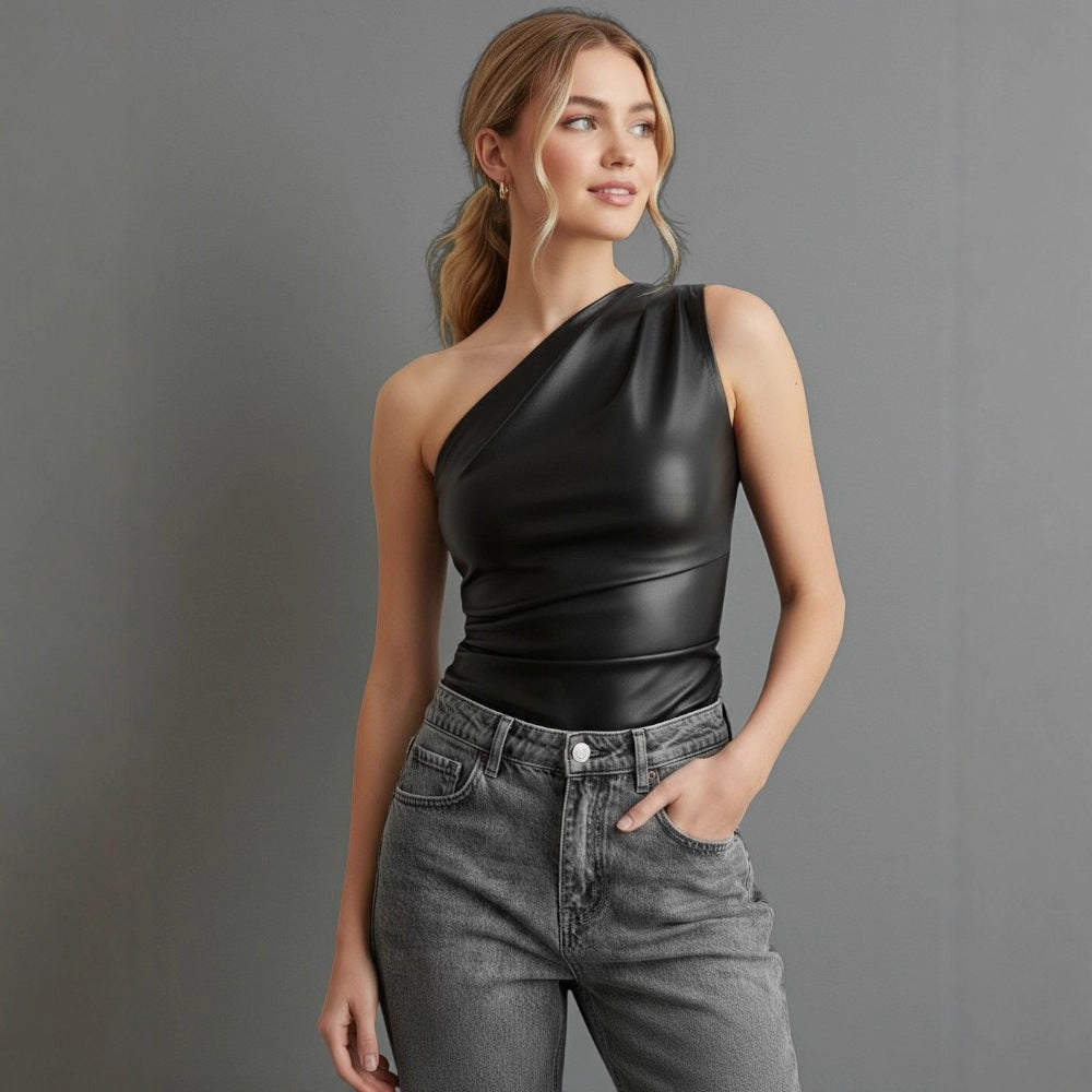Damen asymmetrisches Top mit innovativem Drapierungsdesign R&B
