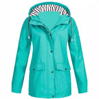 Damen nan wasserdichter Parka mit Kapuze, Kordelzug und aufgesetzten Taschen R&B