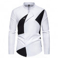 Herren modisches Designerhemd mit asymmetrischem Schnitt und innovativem Knopfdesign R&B