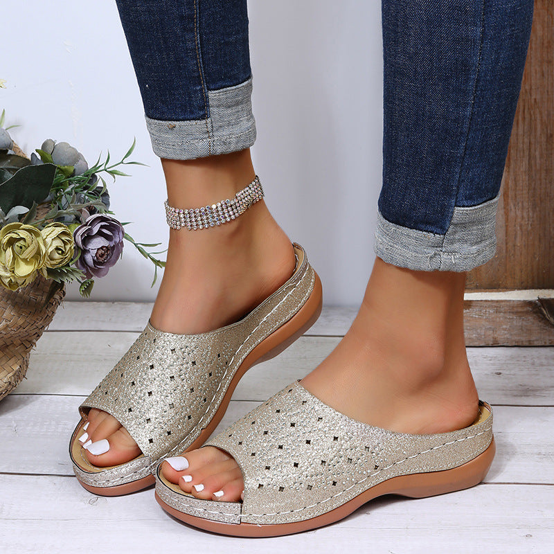 Damen Atmungsaktive und komfortable Sandalen mit Glitzerelementen