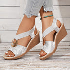 Damen Wedge-Sandalen mit floralem Design und komfortablem Riemendesign R&B