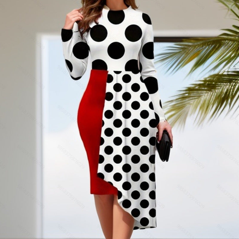 Damen Asymmetrisches Kunstkleid mit modernen Linien R&B