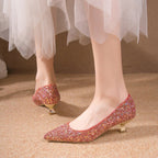 Damen Glitzernde Pumps mit Blockabsatz und Funkelndem Dekor
