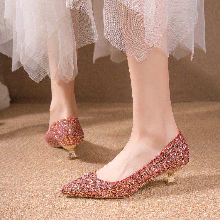 Damen Glitzernde Pumps mit Blockabsatz und Funkelndem Dekor