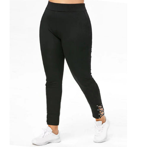 Damen Sportliche Leggings mit Schnürdetails R&B