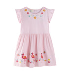 Mädchen Sommerkleid mit floralem Design und verspielten Flamingo-Applikationen R&B