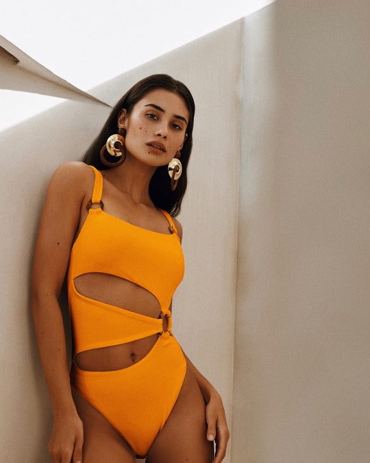 Damen Einteiliger Badeanzug mit innovativem Cut-Out und modischem Ringdetail R&B