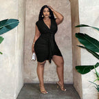 Damen Wickelkleid mit Raffungen und elegantem V-Ausschnitt R&B