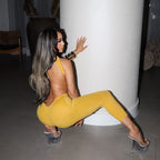 Damen Stylishes Jumpsuit mit schmalen Trägern und asymmetrischem Ausschnitt R&B