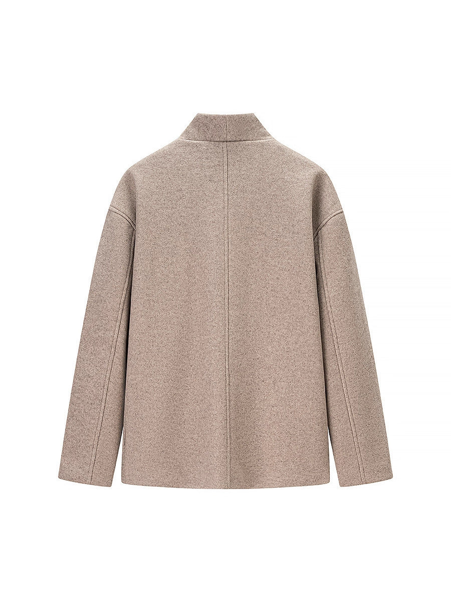 Damen elegante Winterjacke mit doppelter Knopfleiste und Stehkragen R&B