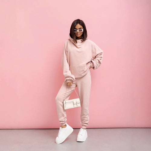 Damen lässiger Hoodie mit voluminösen Ärmeln und hohem Kragen R&B
