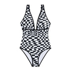 Damen Einteiler Badeanzug mit aufregendem Schachbrettmuster und figurbetonendem Design R&B