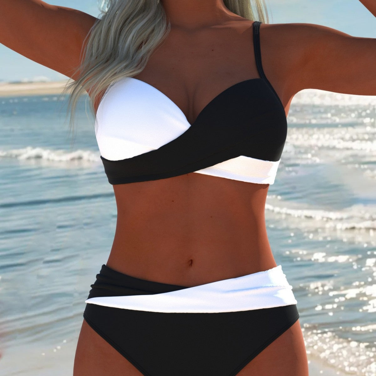 Damen Bikini-Set mit raffiniertem Wickeldesign und kontrastierenden Farben