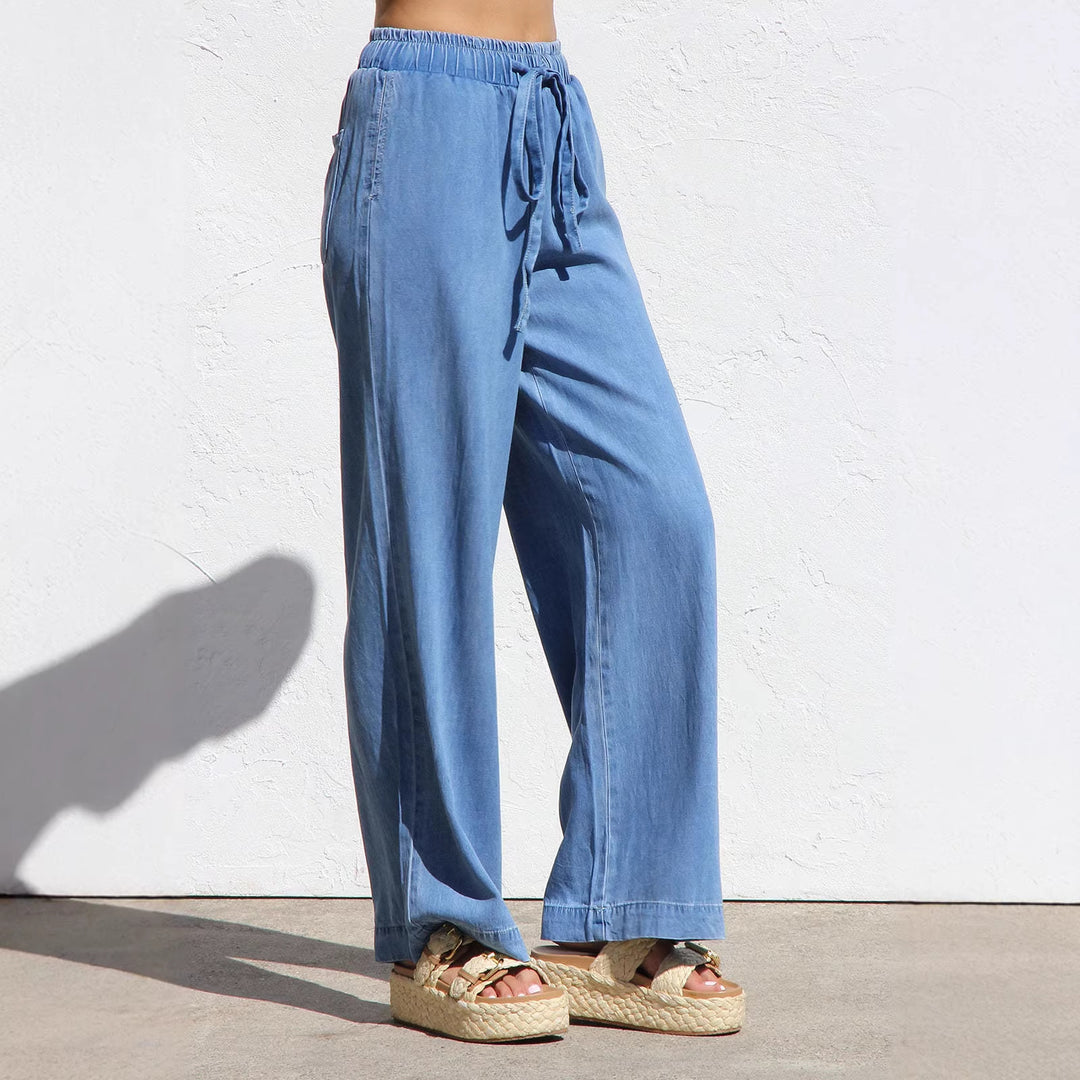 Damen Weite, bequeme Sommerhose mit verstellbarem Bund und lockerer Passform R&B