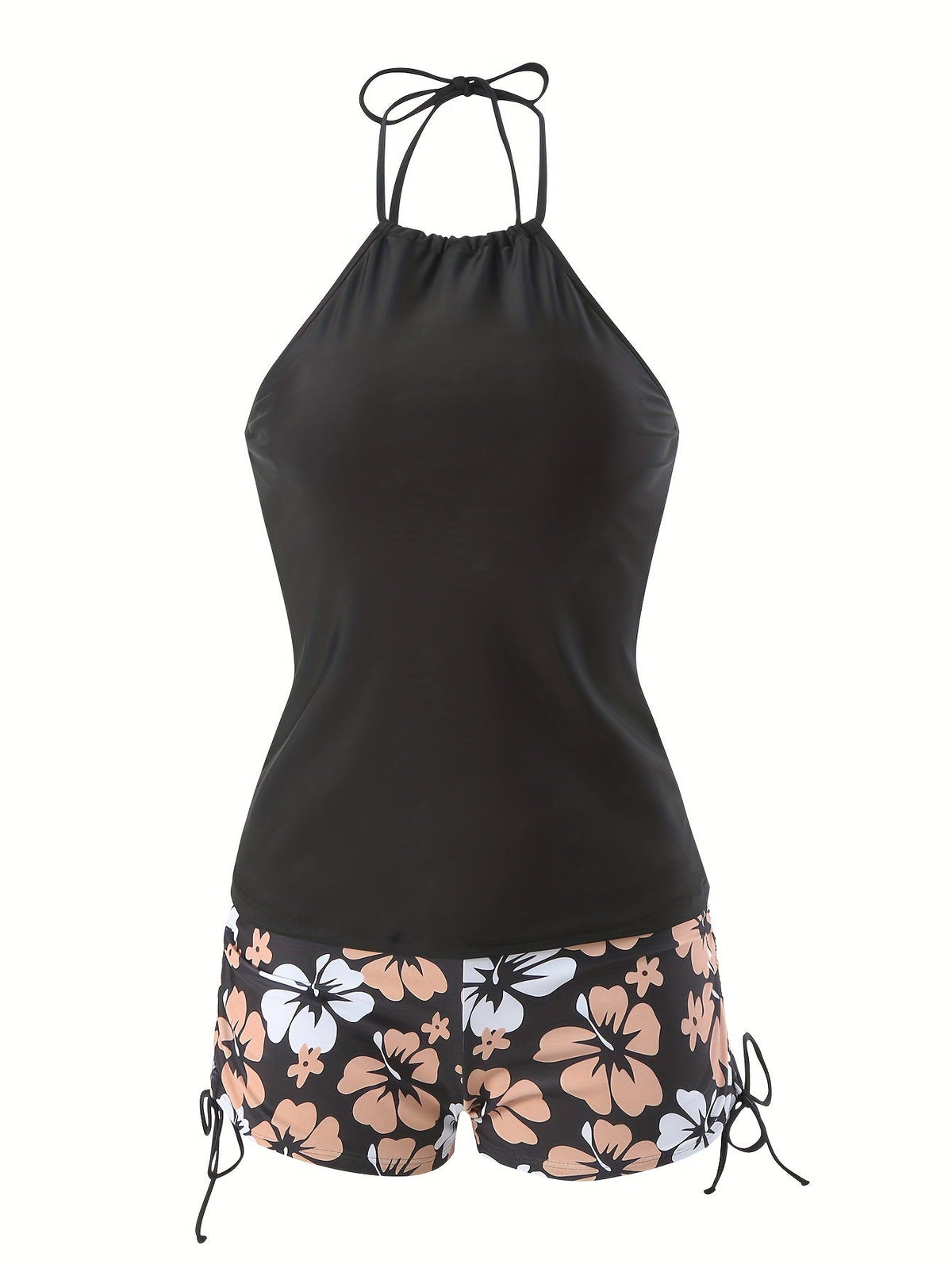 Damen Tankini-Set mit lässigem Oberteil und hoch taillierten Shorts R&B