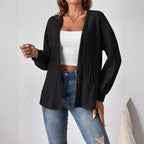Damen Strickjacke mit tiefem V-Ausschnitt und strukturierter Rippoptik R&B