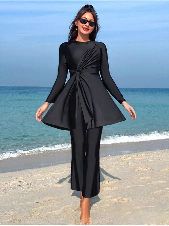 Damen Eleganter asymmetrischer Badeanzug mit Drapierung R&B