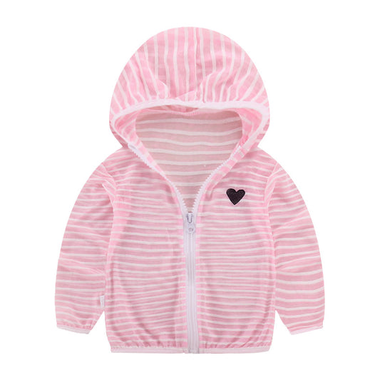 Unisex nan leichte gestreifte Kapuzenjacke mit Reißverschluss für Babys und Kleinkinder R&B