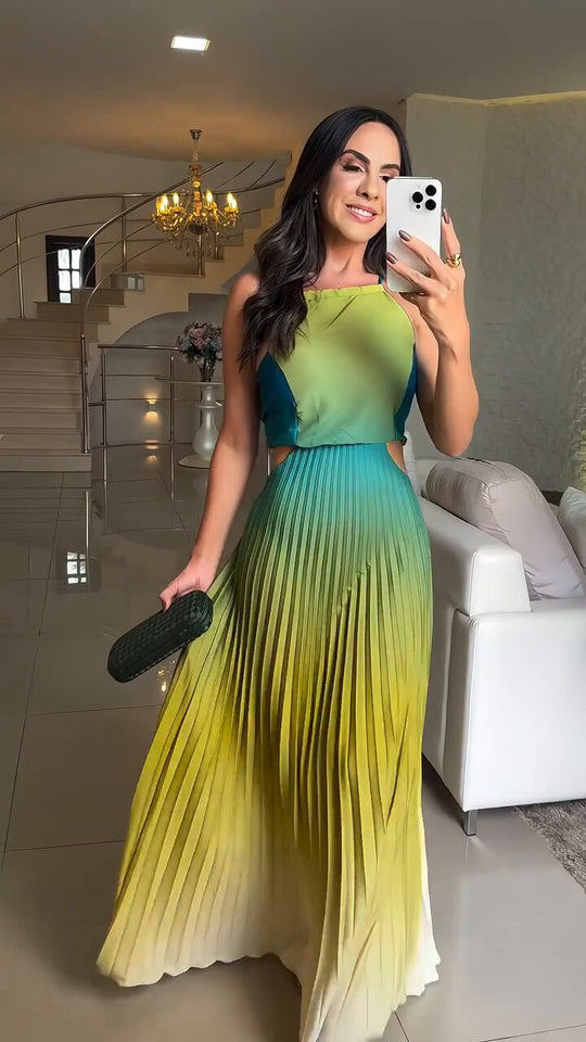 Damen Plissiertes Kleid mit Farbverlauf R&B