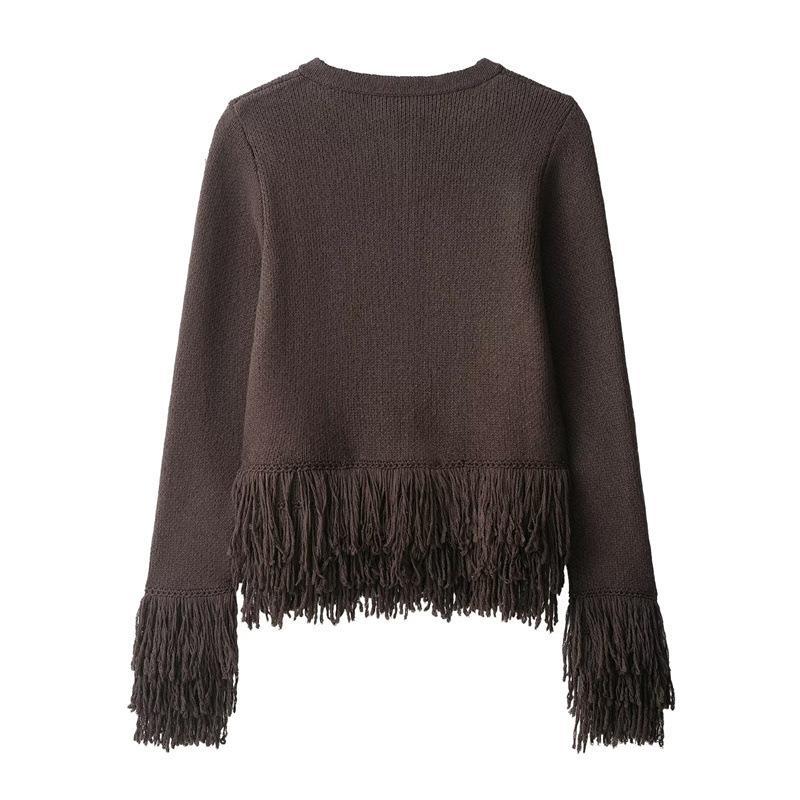 Damen Fransen Strickjacke mit exklusive Verarbeitung R&B