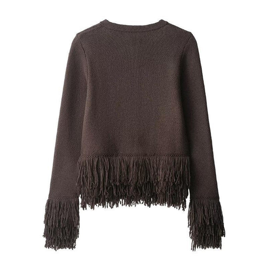 Damen Fransen Strickjacke mit exklusive Verarbeitung R&B