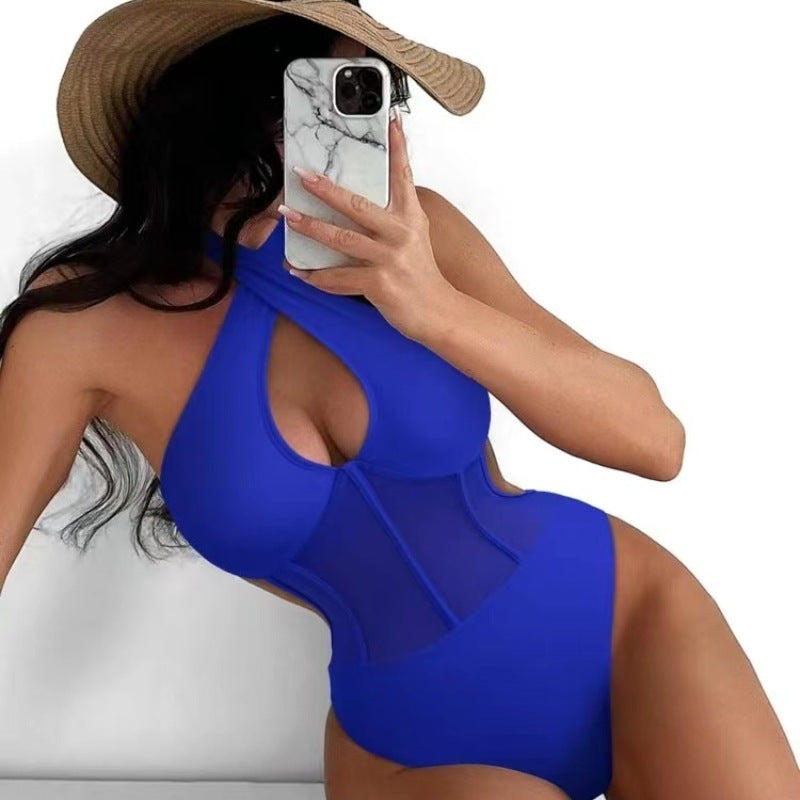 Damen Designer Badeanzug mit elegantem V-Ausschnitt R&B