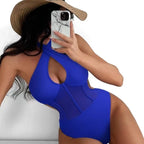 Damen Designer Badeanzug mit elegantem V-Ausschnitt R&B
