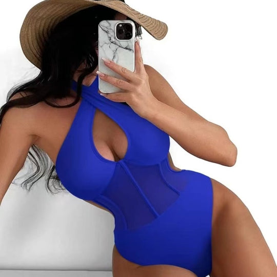 Damen Designer Badeanzug mit elegantem V-Ausschnitt R&B