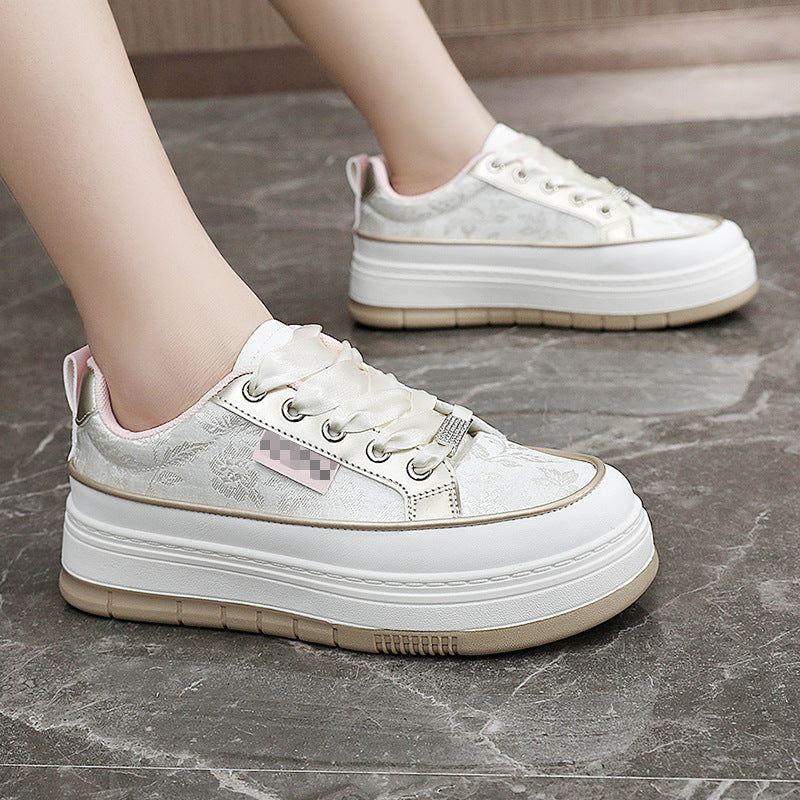 Damen Modische Sneaker mit floralem Design und erhöhtem Plateau R&B