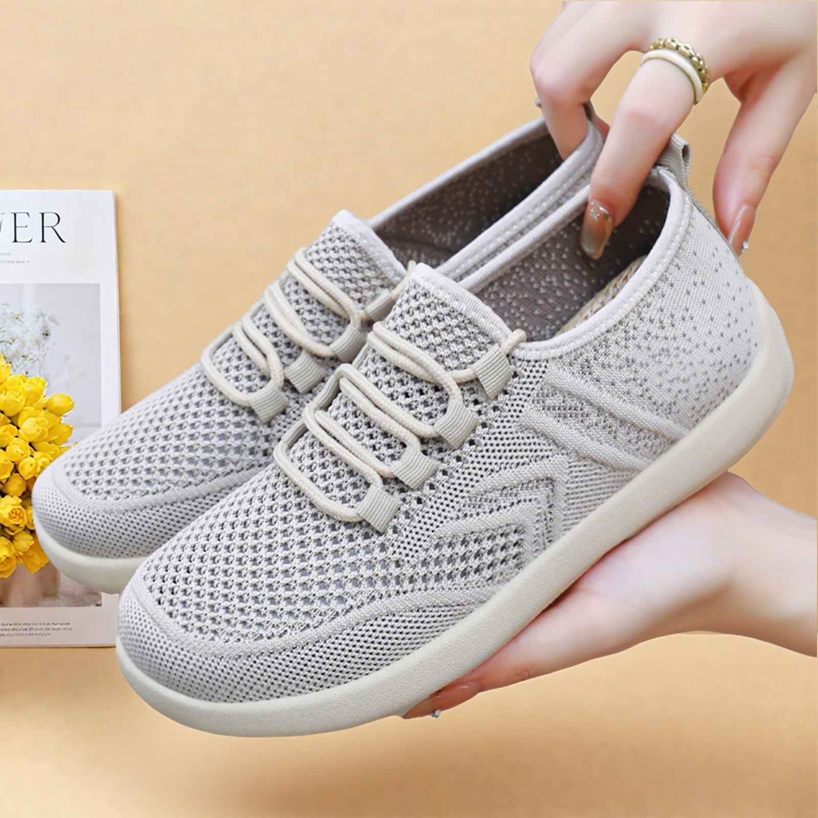 Damen Sportliche Mesh-Sneaker mit flexiblem Sohlenkonzept