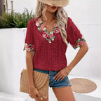 Damen Bluse mit floralen Stickereien und luftigen Ärmeln