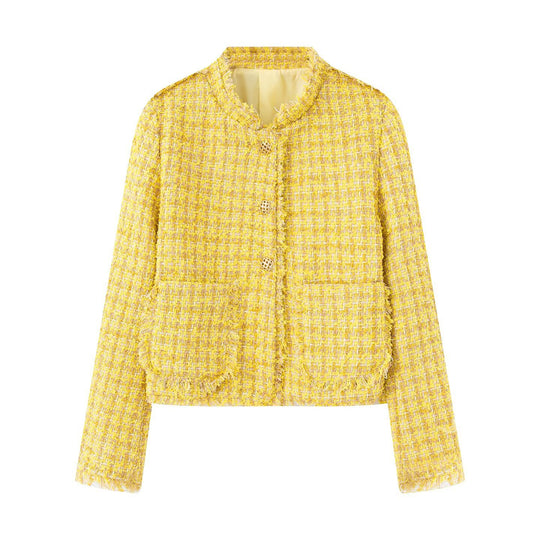 Damen Kurzjacke mit strukturiertem Design und goldenen Knöpfen R&B