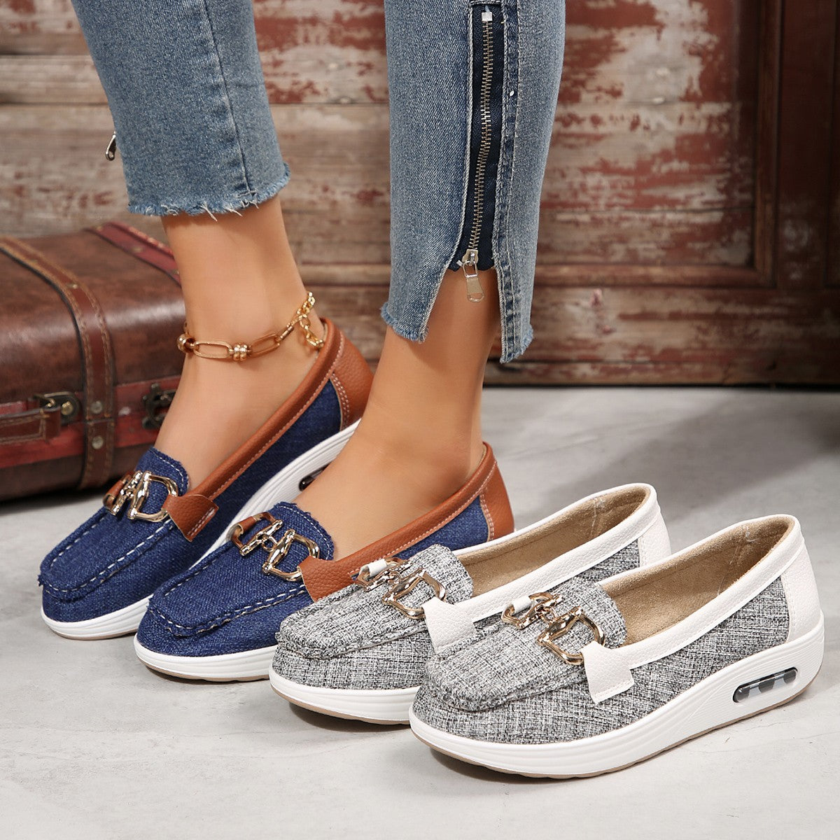 Damen Slip-On Sneaker mit modischem Metallakzent R&B