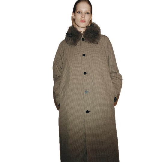 Damen Modische Manteljacke mit elegantem Kragen und Knopfverschluss R&B
