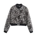 Damen modische cropped Jacke mit animalischem Muster und praktischen Taschen