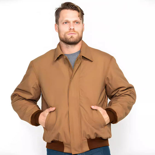 Herren stilvolle und wärmende Jacke mit doppeltem Reißverschluss R&B