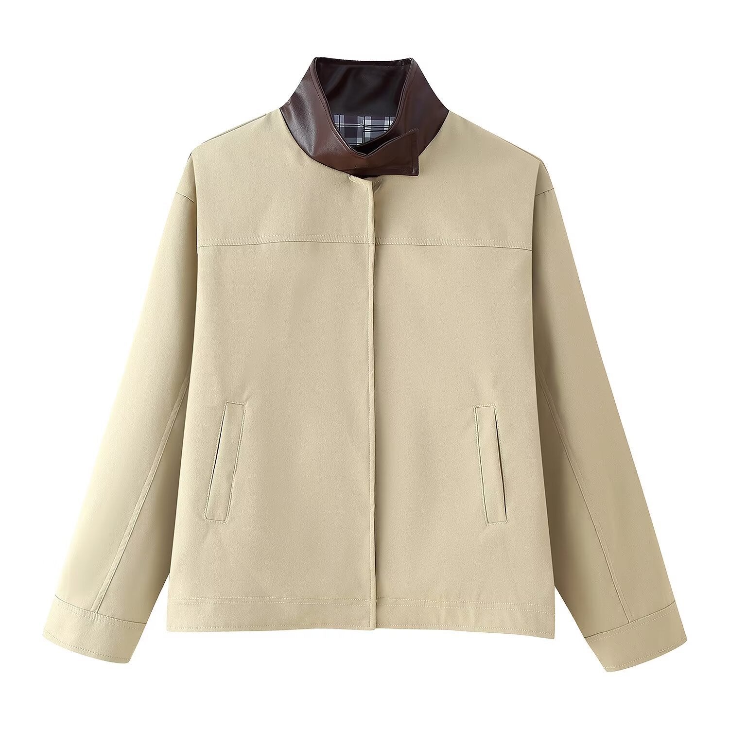 Damen modische Übergangsjacke mit hochschließendem Kragen R&B