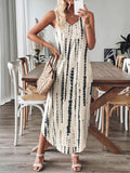 Damen Maxikleid mit feinem V-Ausschnitt und gestreiftem Design R&B