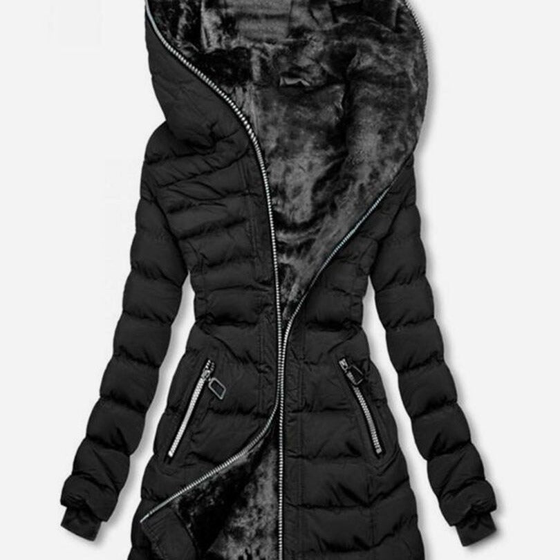 Damen gefütterte Winterjacke mit hohem Kragen und stilvollen Reißverschlusstaschen R&B